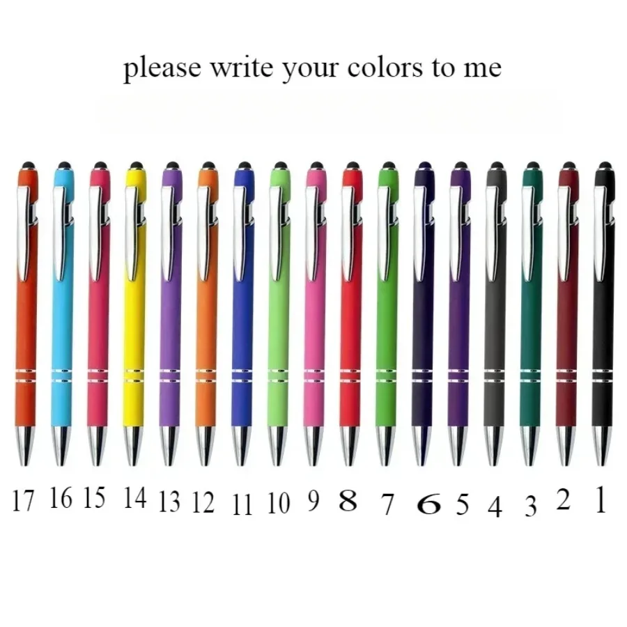 Personalized 100 Pcs Free Metal Pens Custom Logo Engrave Text Ballpoint GIFT Pen with Stylus Tip