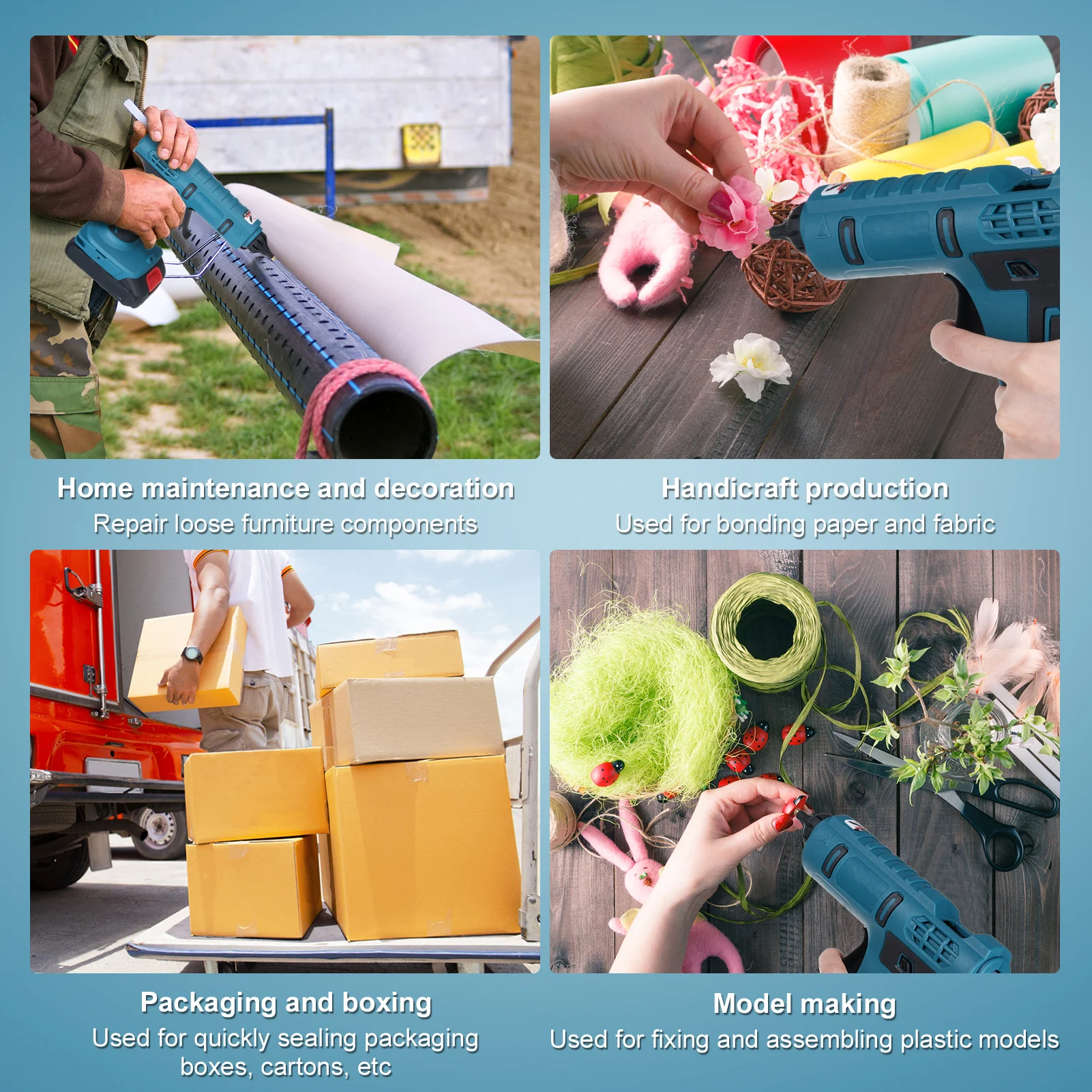 مسدس الغراء الساخن اللاسلكي تسخين سريع مع 20 قطعة عصي الغراء الساخن مصباح ليد لإصلاح الأثاث مع بطارية 18 فولت 1300 مللي أمبير في الساعة #3