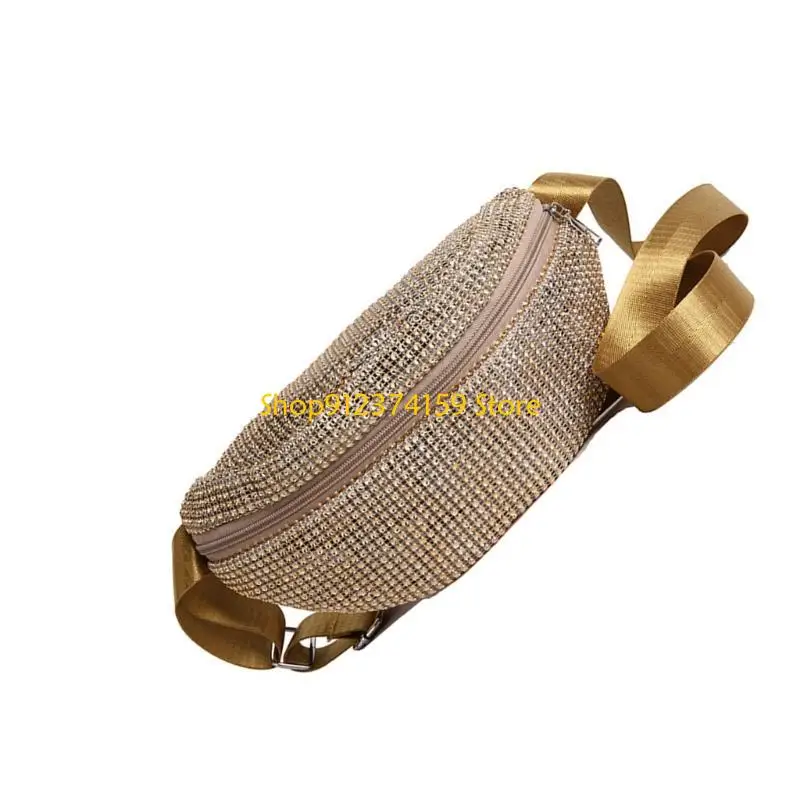 

G5AE Contemporary Rhinestones Accent Waist Pack for Women Compact Travel Shoulder Bag