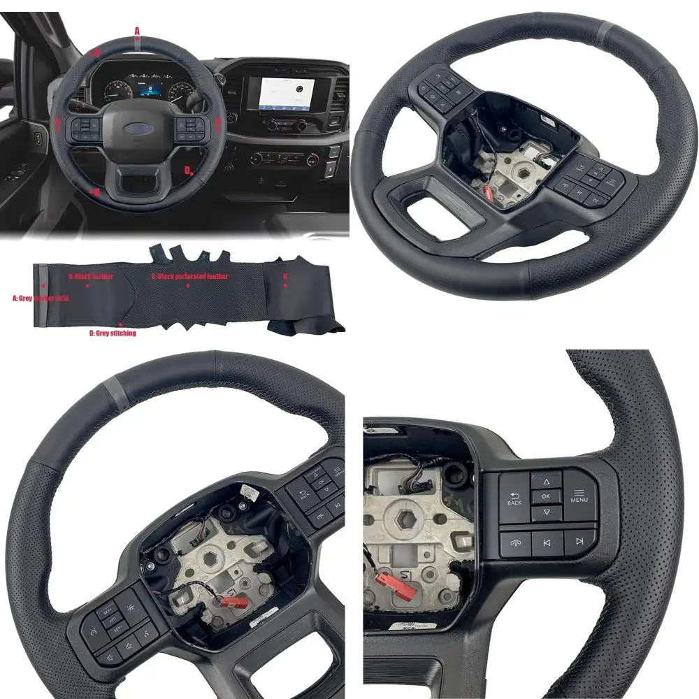 

Чехол на руль с вышивкой вручную на 2021 2022, Ford F-150 F150 XL/XLT/ограниченная внутренняя уретановая защита руля Co