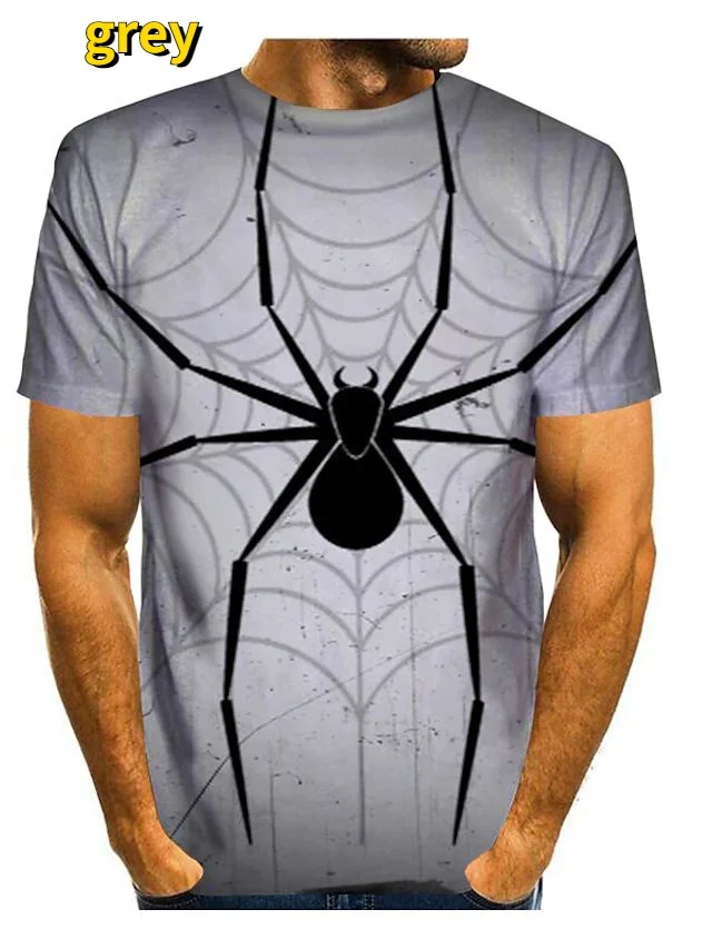 Novelty Horror Animal Spider 3D Printing T-shirt Fashion Casual Short Sleeve Funny Tee Tops