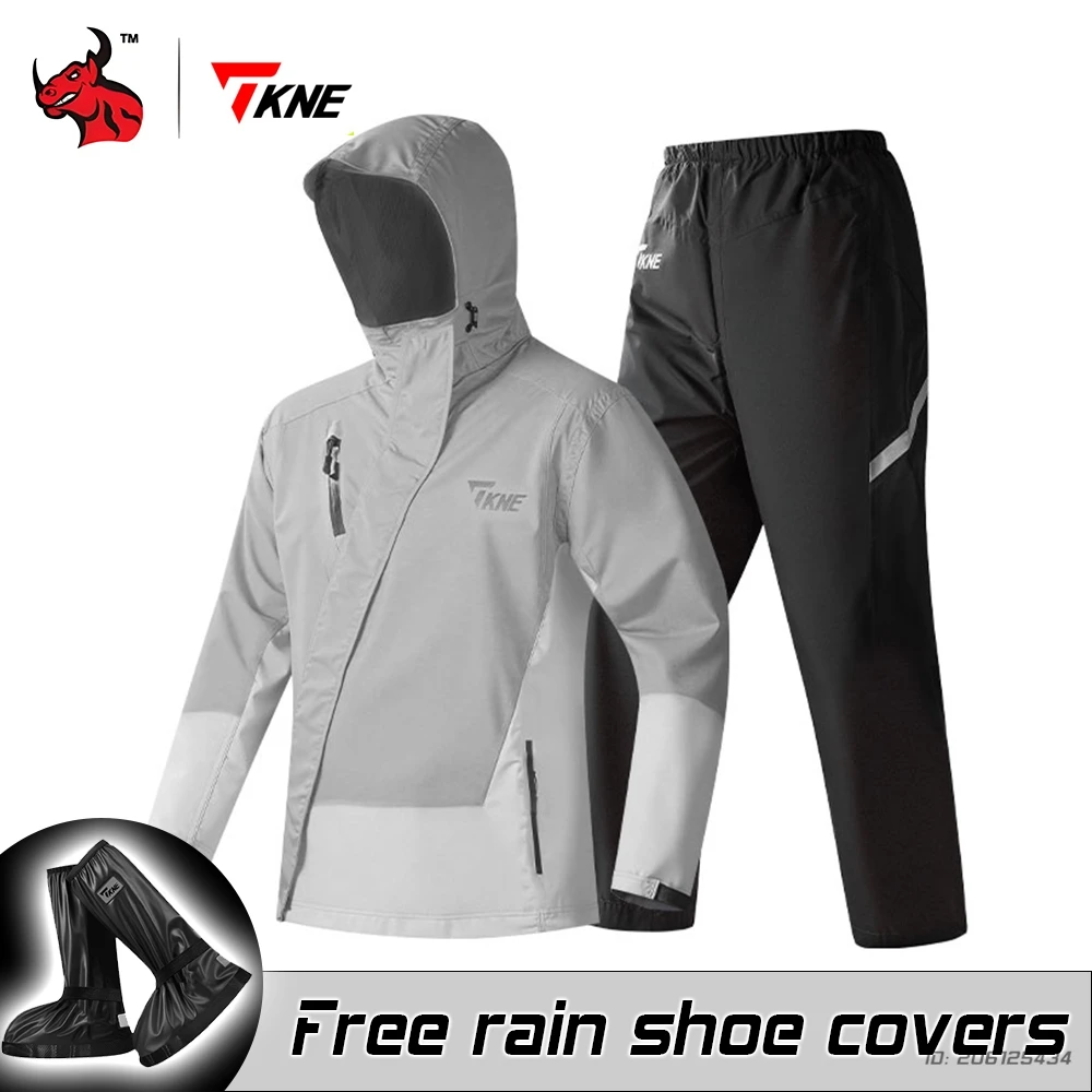 

All-Weather Motorcycle Rain Suit Unisex with Hood Boot Covers Waterproof Breathable Full Set for Outdoor Riding in Heavy Rain
