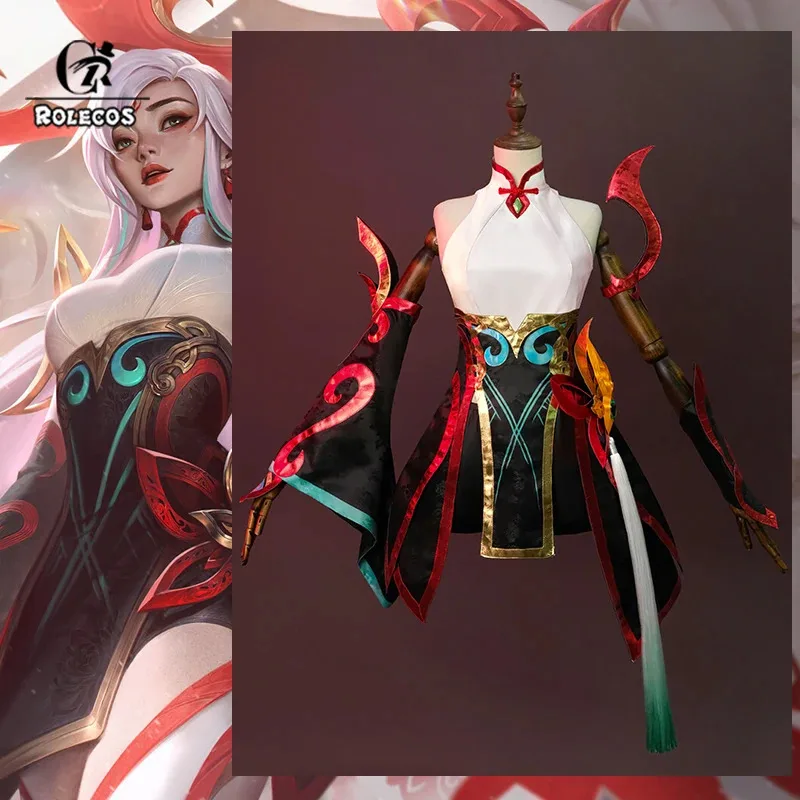 أزياء ROLECOS LOL Mythmaker Irelia التأثيرية لعبة LOL Irelia أزياء الهالوين للنساء فستان بطل الجلد الجديد