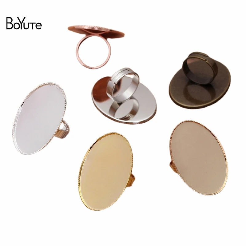 BoYuTe Custom Made (100 Pieces/Lot)  Adjustable Brass Blank Ring Setting with Oval 30*40mm Cabochon Base Diy Jewelry Accessories