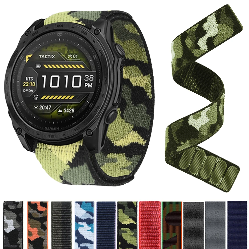 1PCS 22mm 26mm Nylon Haken Schleife Strap Für Garmin Fenix E 8 Fenix7 7X 6 6X Pro 5X Easy Fit Uhr Band Instinct 3 Tactix8 Armband