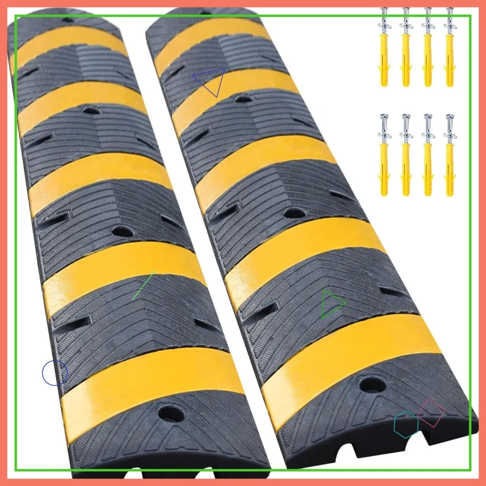 

2-Pack Heavy Duty Rubber Speed Bump, 6Ft Driveway Ramp with Bolts for Asphalt Concrete Gravel