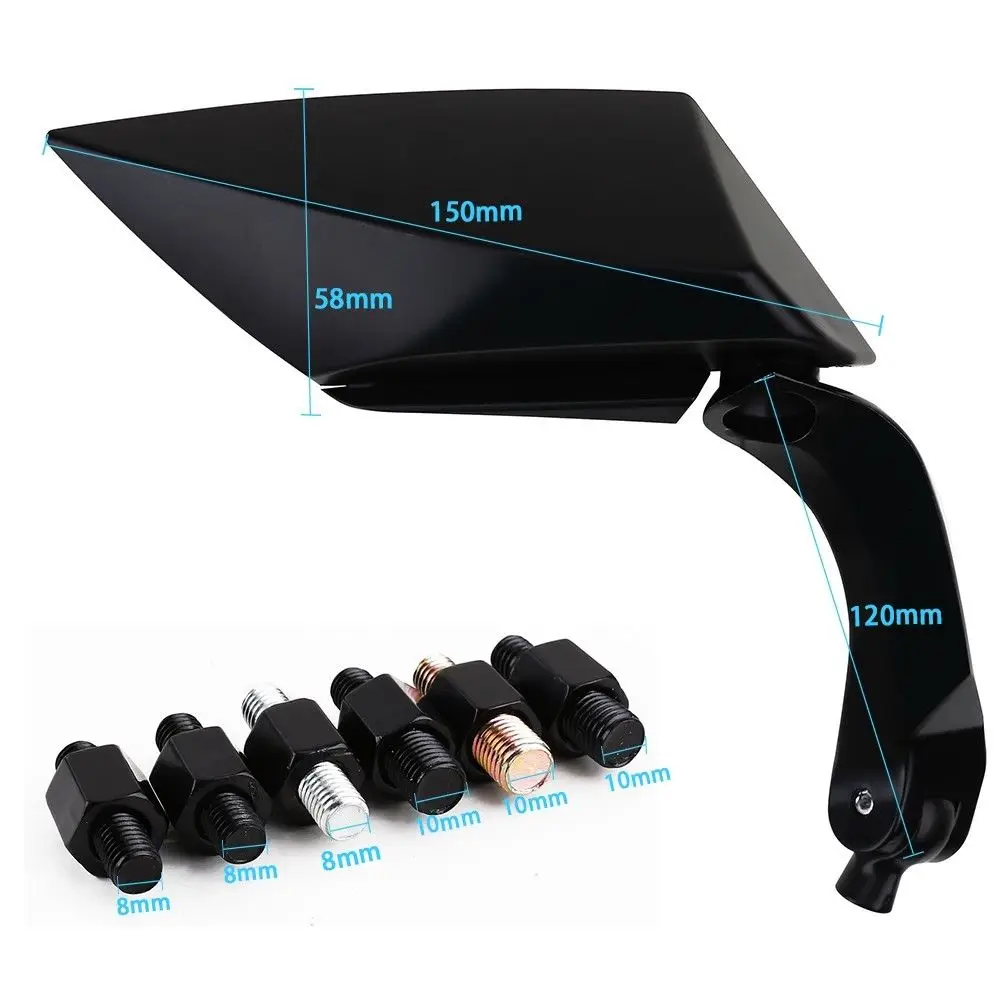 2X Motorcycle Mirror Scooter E-Bike Rearview Mirrors Back Side Mirror 8mm 10mm for Kawasaki ER6F ER6N Z750 Z1000 Z800 Z900