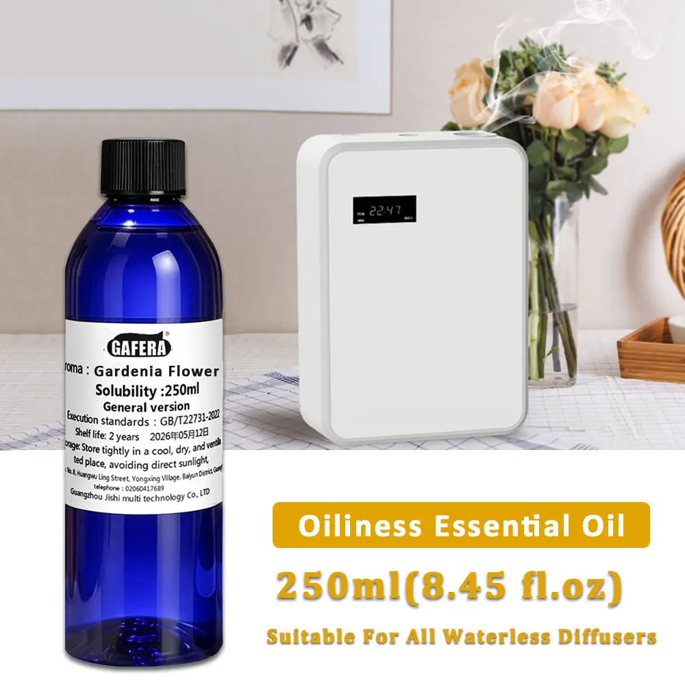 GAFERA 250ml (8.45 fl.oz) Gardenia Flower Hilton Essential Oils - For All Waterless Diffuser, Reed Diffuser Replenishes Essence