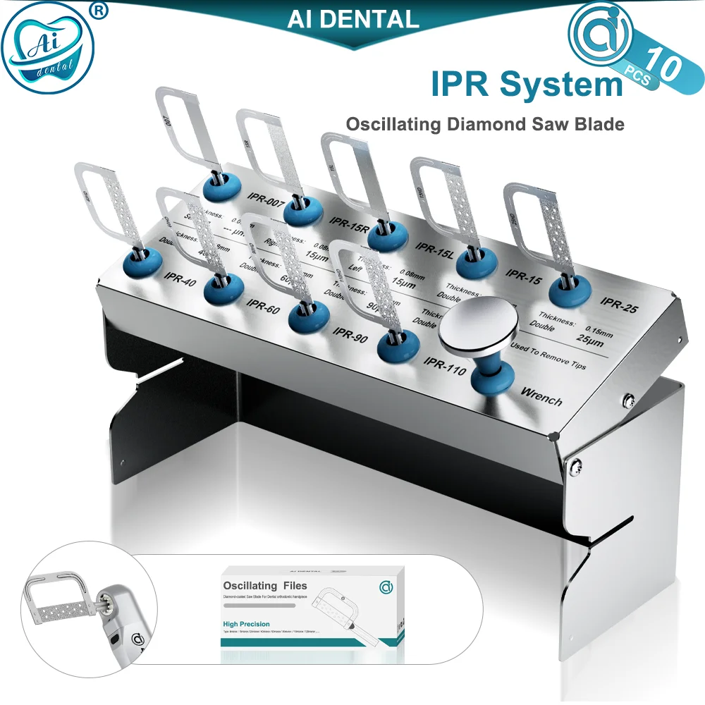 

AI-IPR Dental Orthodontic Handpiece Saw Blades for Vertical Reciprocating Interproximal Stripping System 10pcs/9pcs Mixed Size