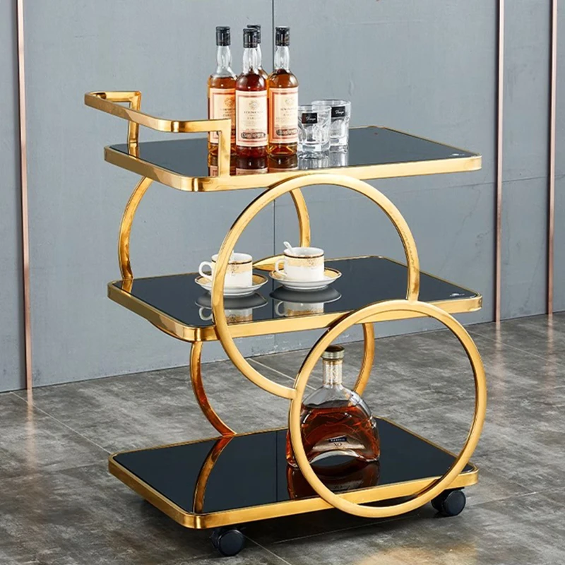 Bar Cart Trolley Rolling Hotel Metal Tea Serving Utility Basket Trolley Storage Wine Rack Tool Archivadore Restaurant Furniture