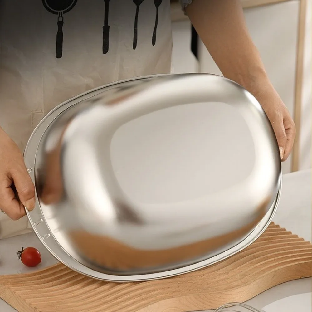 New 2 in 1 Rice Washing Basin Oval Shape Thickened Fruit Drain Basket with Drain Net 201 Stainless Steel Mixing Bowl Kitchen Use