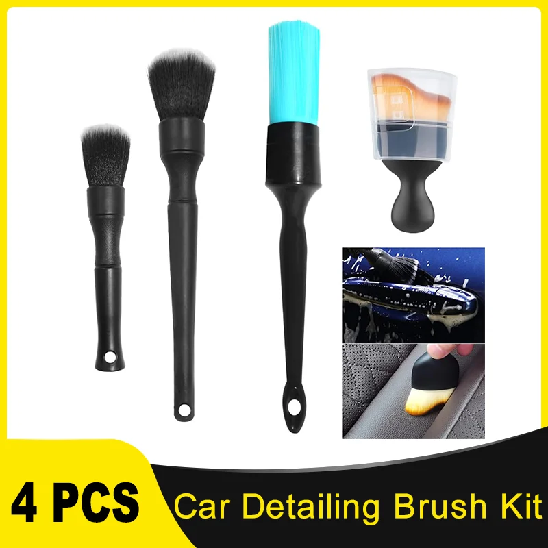 

4 Pcs Car Detailing Brush Kit No Scratch for Removing Dust and Automotive Dashboard Engine Air Vent Wheel Wheel Nut Seat