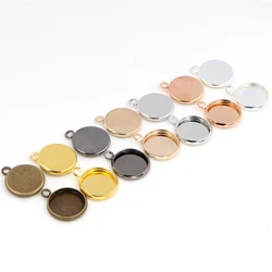 50pcs/Lot 12mm Inner Size Bronze Silver Rhodium KC Gold Colors Plated High Quality Iron Material Fit 12mm Cabochons Pendant Tray