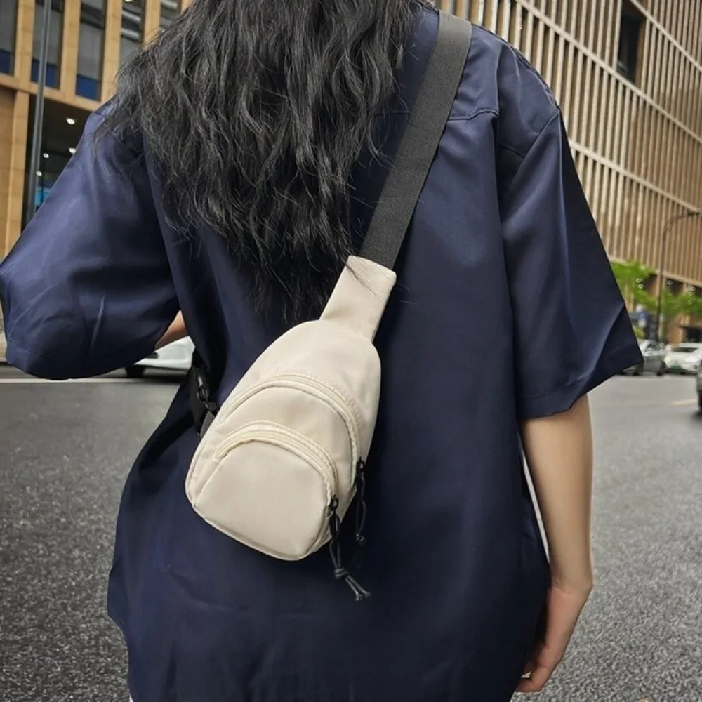 

Simple Solid Color Men Crossbody Bag Nylon Mini Sports Chest Bag Multifunctional Japanese Style Shoulder Bag Unisex