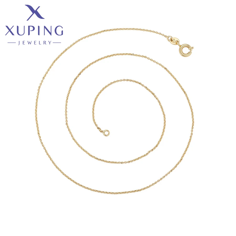 Xuping Jewelry New Arrival Promotion 44cm Trendy Simple Light Gold Color Chain for Pendant Necklace for Women Gift X000716213