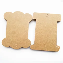 10pcs Blank Kraft Paper Tags DIY Sewing Bobbins Craft Paper Decoration String Thread Rolling Cards Winding Board Hang Tag Labels