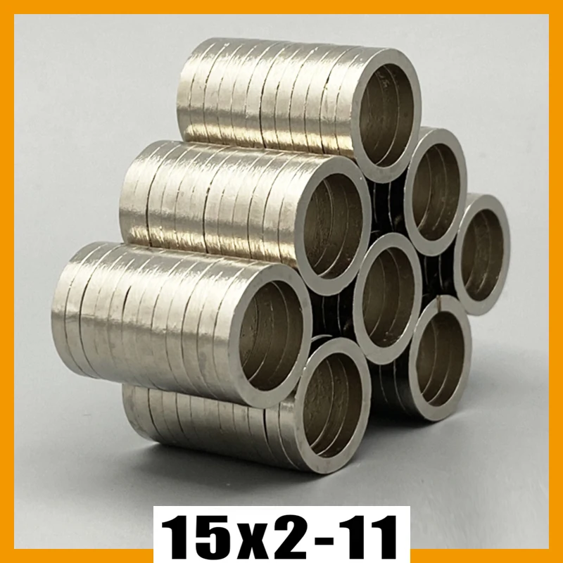 15x2-11mm 2/5/10/20/50/100/200/500pcs N35 Ring Round Strong Magnet 15*2 Hole 11mm Neodymium Magnets Permanent Imanes Kitchen Diy