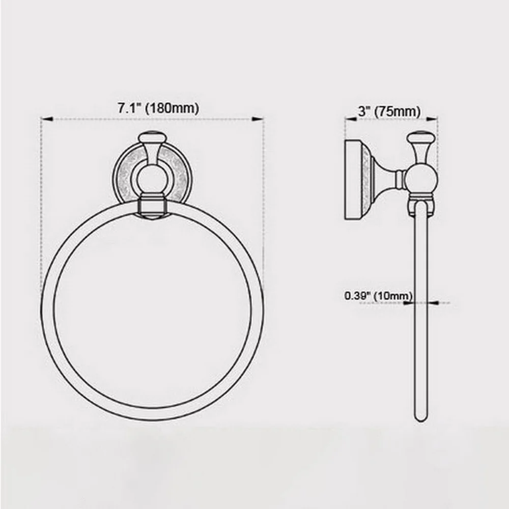 Antike Bronze Messing Handtuch Ring Runde Wand Montiert Handtuch Rack Bar Halter Bad Zubehör Bba489