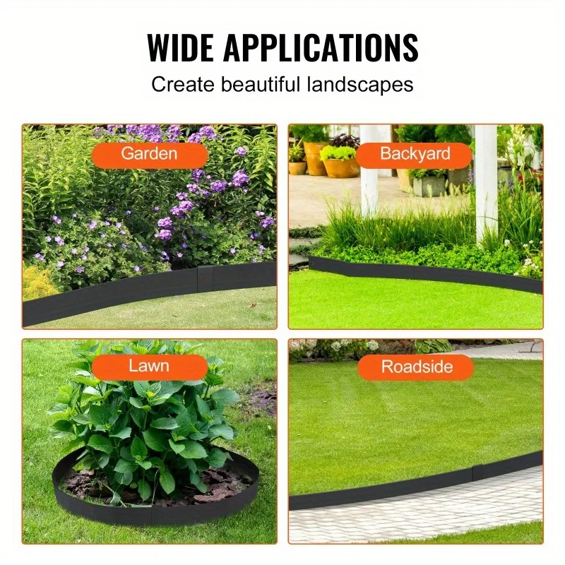 VEVOR Steel Landscape Edging, 3-pack Steel Garden Edging Borders, 40