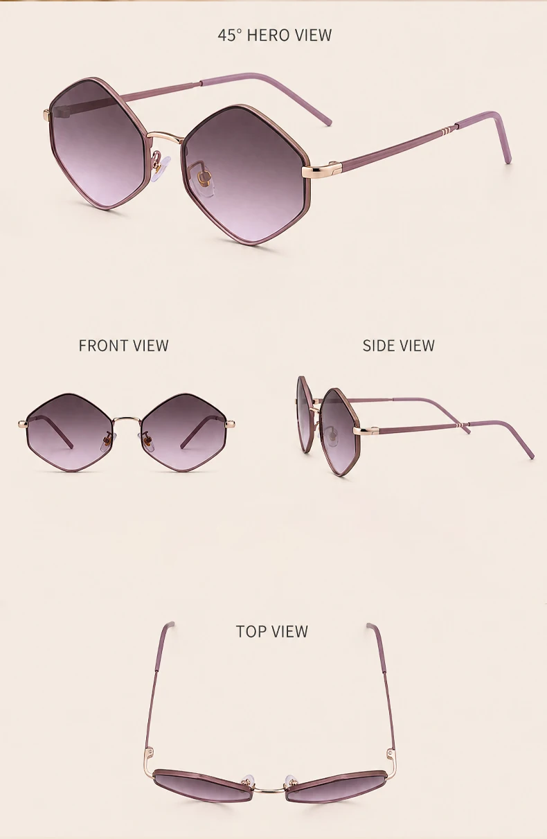 Kleine Sechseckige Punk-Sonnenbrille für Damen 2026 Luxusmarke Klassische Steampunk Polygon-Sonnenbrille für Damen Vintage-Schattierung – Detail 3
