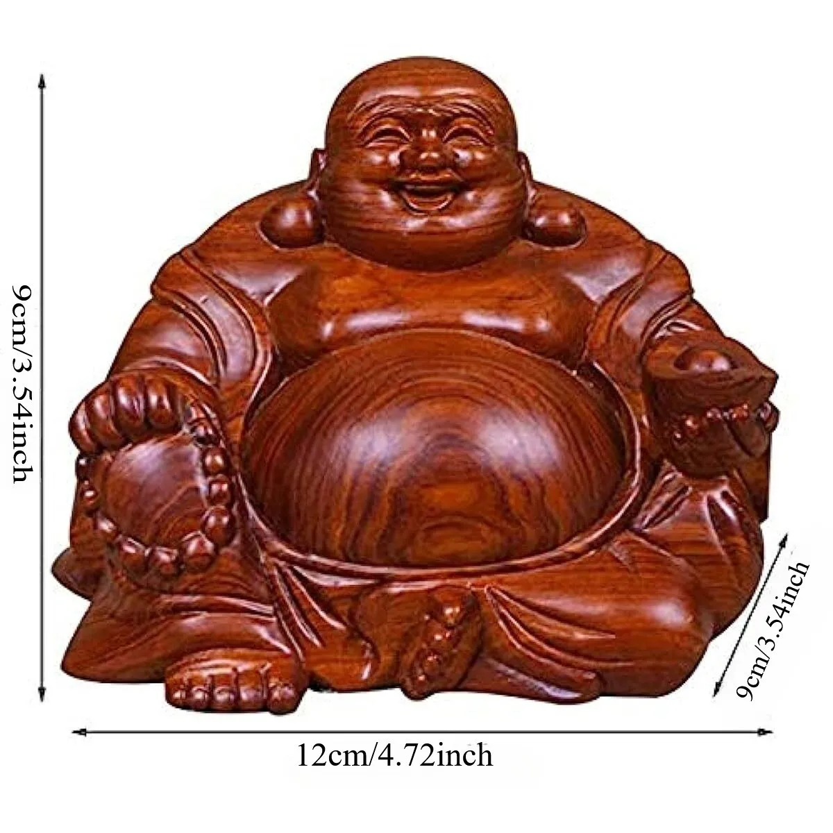 Holding Ingot Natural Red Wood Hand-Carved Feng Shui Laughing Buddhas Statues