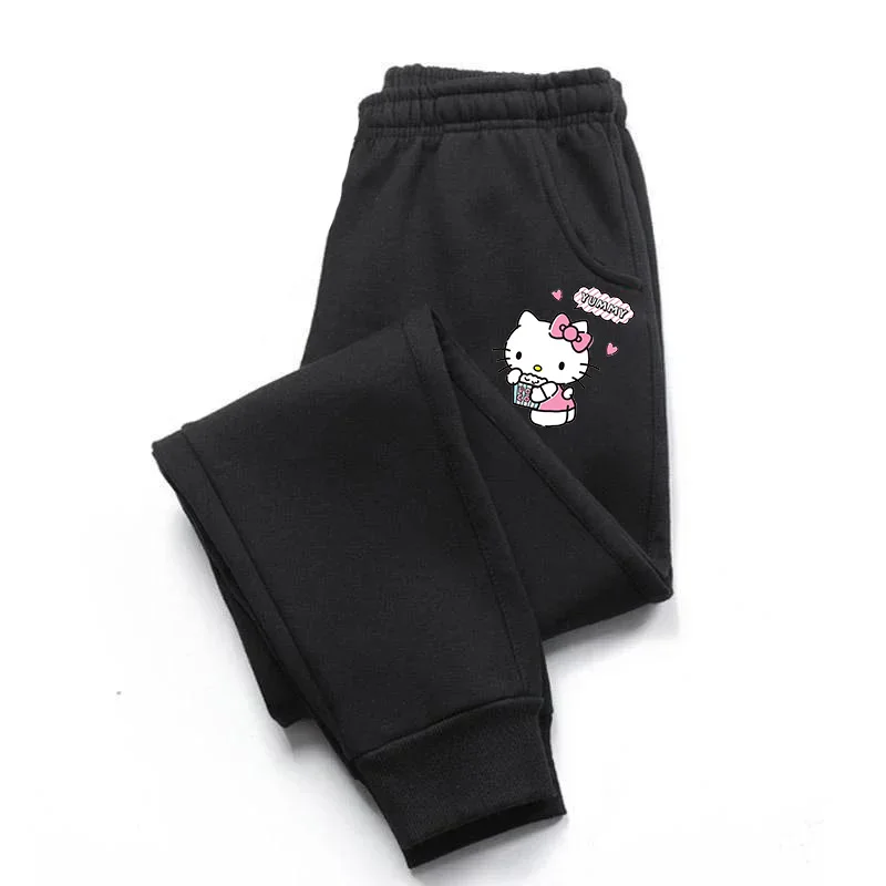 Girls Cartoon Print Hello Kitty Children's Pants Two tone High quality Trouser Street Fashion Kid Clothing Autumn/Winter Sanrio