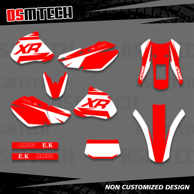 DSMTECH Motorcycle Graphics Decals Stickers Kit for Honda XR250 XR400 1996 - 2004 Number Name Background Custom Stickers