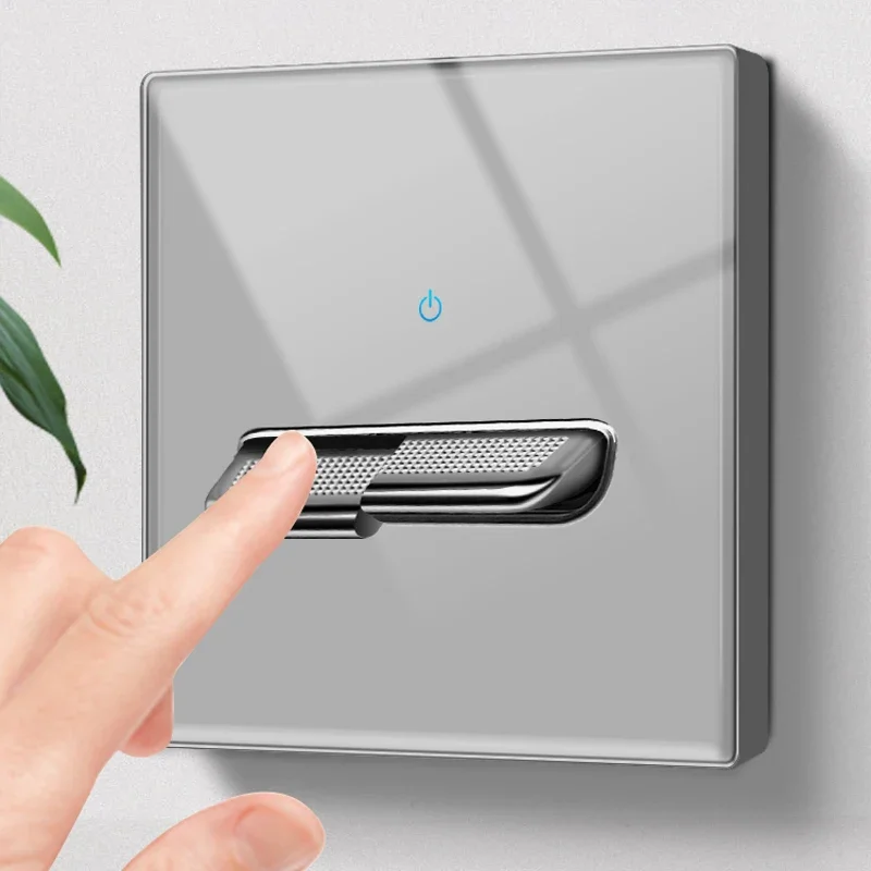 EU RU Standard Luxury Light Switch Panel France Tempered Glass Power ON OFF LED Indicator 1-4 Gang/1/2 Way Wall Switch 86Type