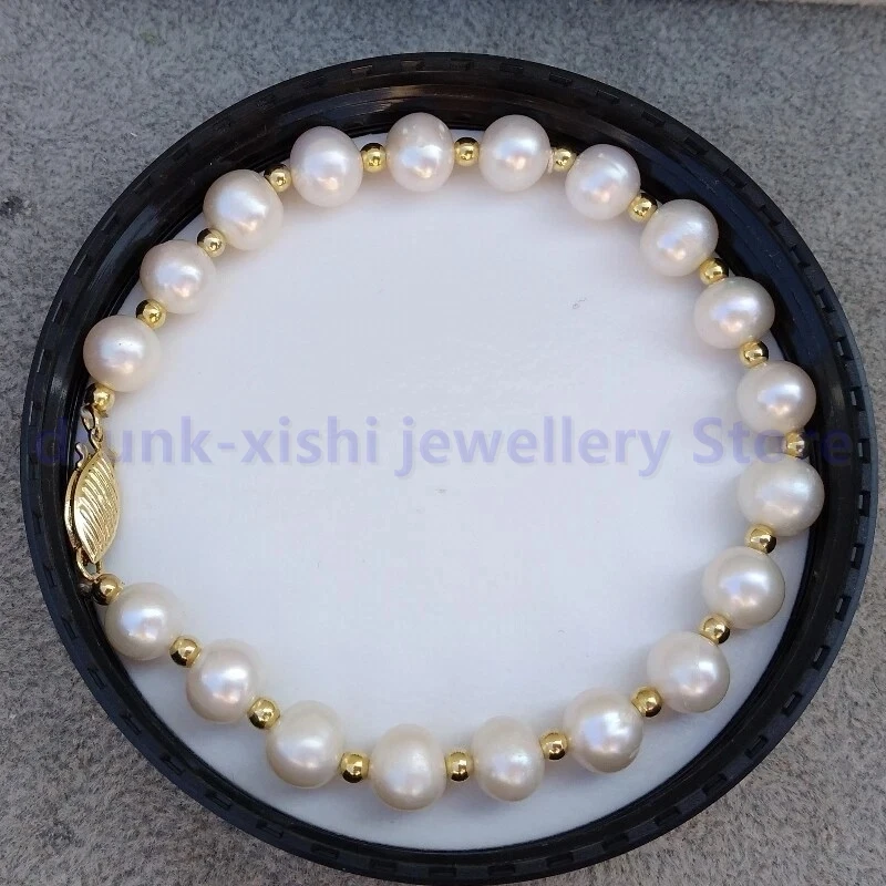 

Natural Pearl 7-8mm Chain Bracelet High Quality White Pearl Strand For Women Jewelry Girl Birthday Gift