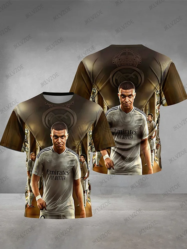 2025 جديد وصول الصيف ثلاثية الأبعاد طباعة كرة القدم ستار كيلانز M-mbapes التي شيرت في الهواء الطلق قصيرة الأكمام س الرقبة تيز الرياضة الاطفال/الكبار القمم #2
