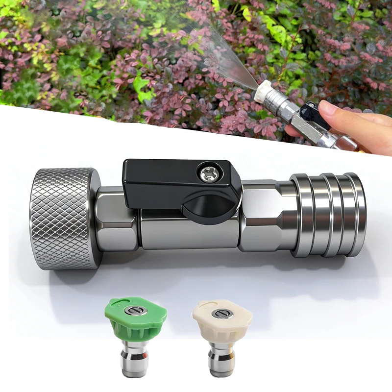 

Garden Hose Shut Off Valve to Pressure Washer Adapter, 3/4" GHT to 1/4" Quick Connect, Car Washing Nozzle