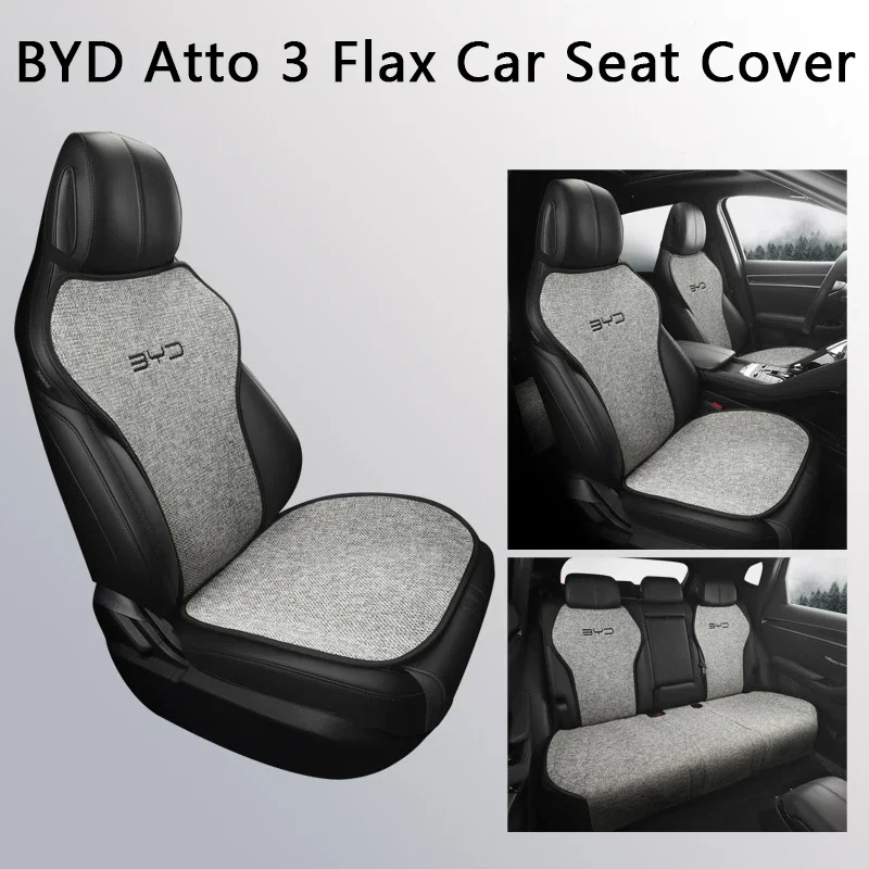 

Black Grey Car Seat Cover for BYD Atto 3 2022-2023 Act 3 Linen Breathable Front Rear Seats Cushion Four Seasons Auto Accessories