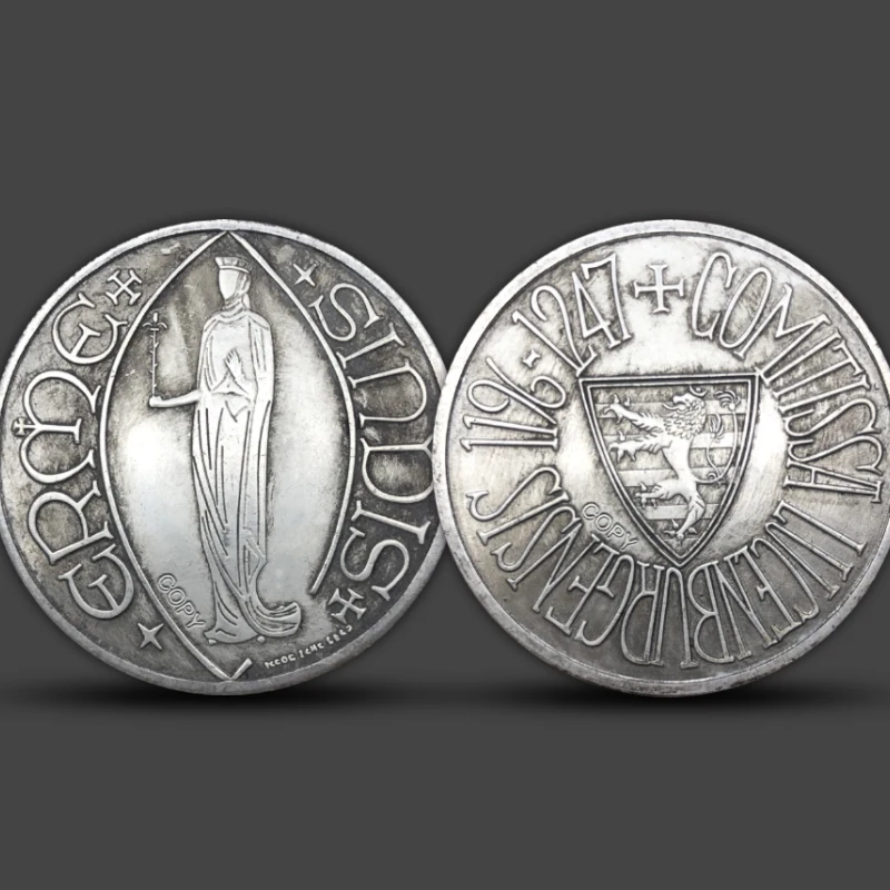 

Luxembourg 1196-1247 Countess Silver Replica Collect Commemorative Coin Lion Shield Medal Home Decoration