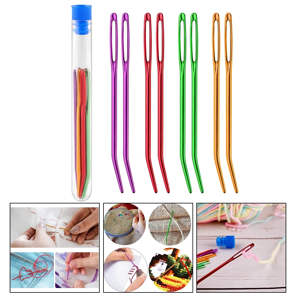 Quilting and Knitting Essentials  8 Colorful Steel Needles with Curved Tip for Easy Handling and Efficient Stitching