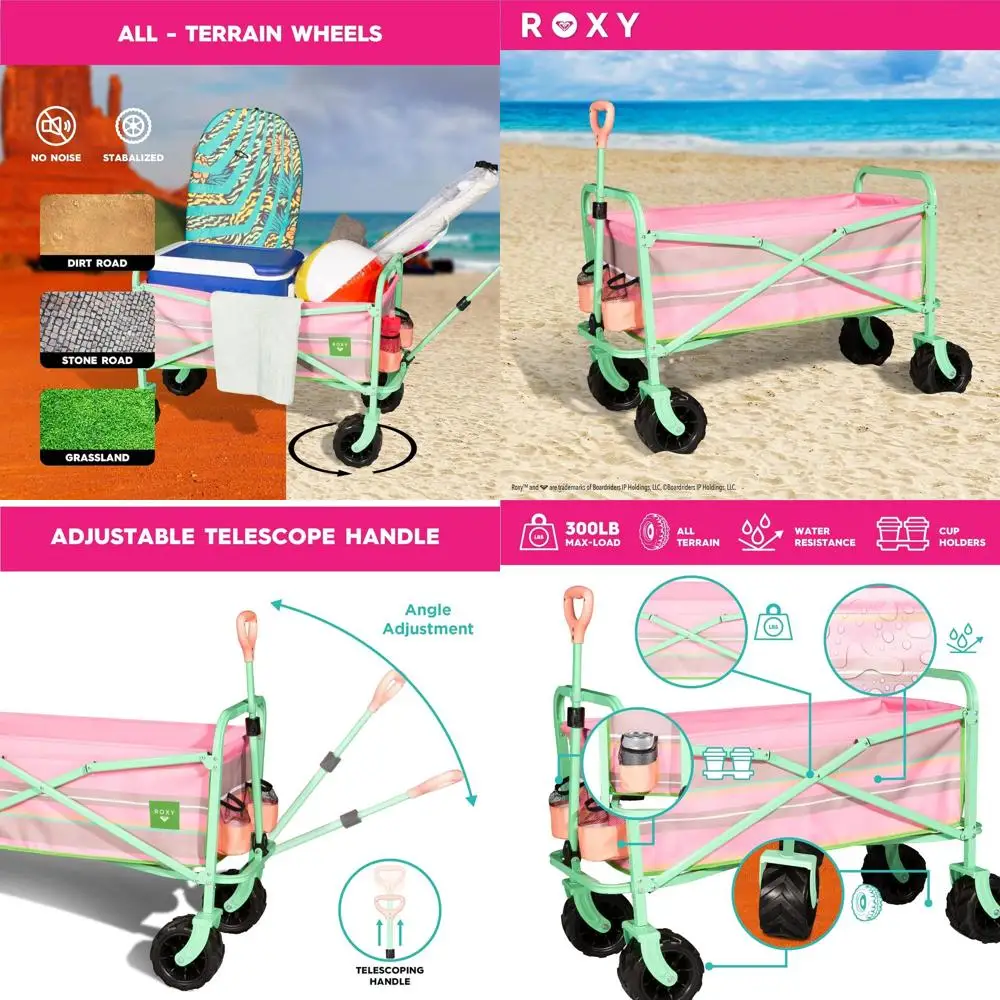 

Folding Beach Wagon Cart – Heavy-Duty Collapsible Utility Wagon with All-Terrain Wheels, Large Storage Capacity, and Adjustable