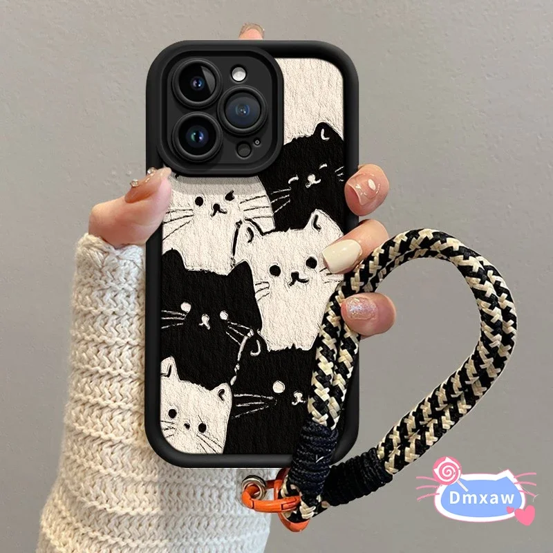 For Vivo Y36 Y27 V23E V23 V25 Pro Y95 Y91C Y93 Y9S Y1S S1 Pro X50 Lite V15 Y75 5G 4G Phone Case Soft Cover With Braided Lanyard