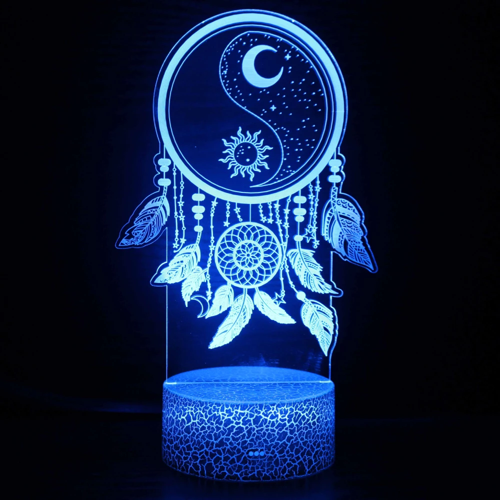 Nighdn-3D Ilusão Lâmpada LED, Night Light, Dream Catcher, 7 Color Changing, Decoração Do Quarto, Aniversário, Presente de Natal para Crianças, Mulheres