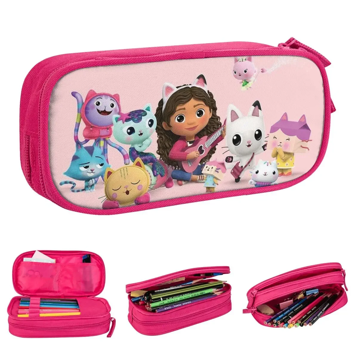 

Cute Gabby's Dollhouse Pencil Cases Mercat Cakeycat Pencilcases Pen Box for Girls Boys Storage Pencil Bags Zipper Stationery