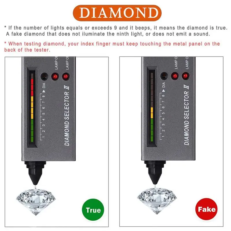 Diament selektor wysoka dokładność biżuteria Tester diamentów profesjonalne diamenty szafiry szmaragdy agat detektor dla początkujących