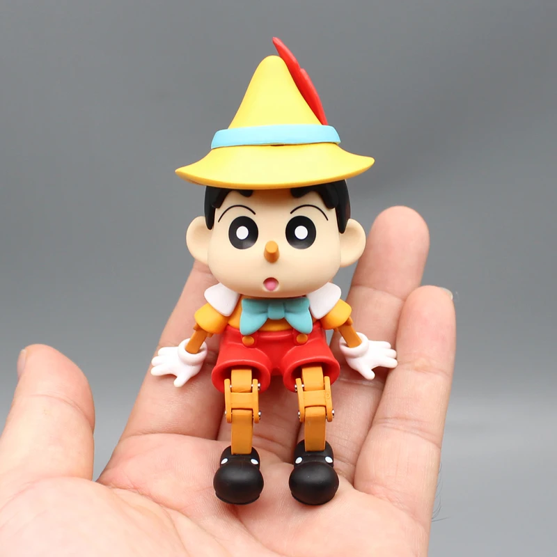 8cm Crayon Shin-chan Figure Cos Pinocchioe Anime Figure Shinnosuke Nohara Pvc Action Model Toys Collection Ornaments Doll Gift