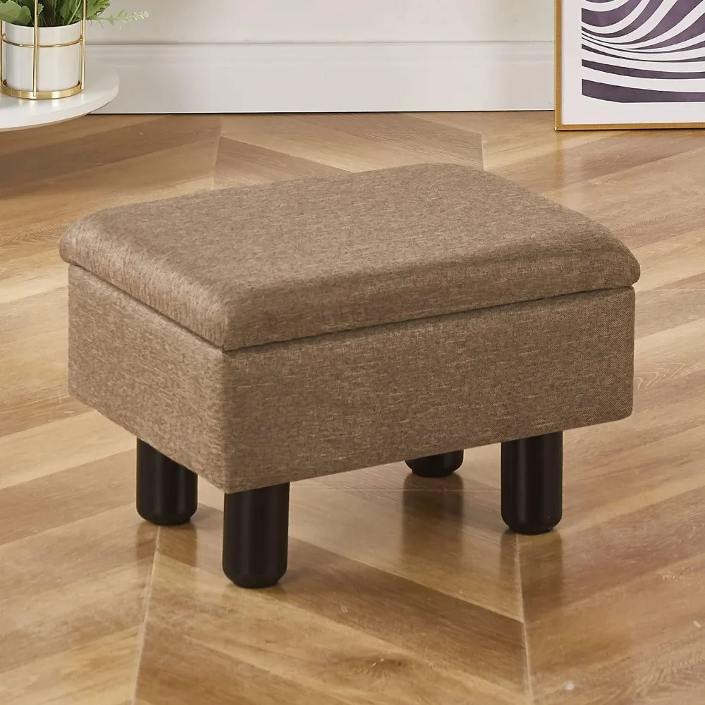 

Linen ottoman, multi-purpose footrest storage footstool, upholstered footstool seat for sofa living room bedroom