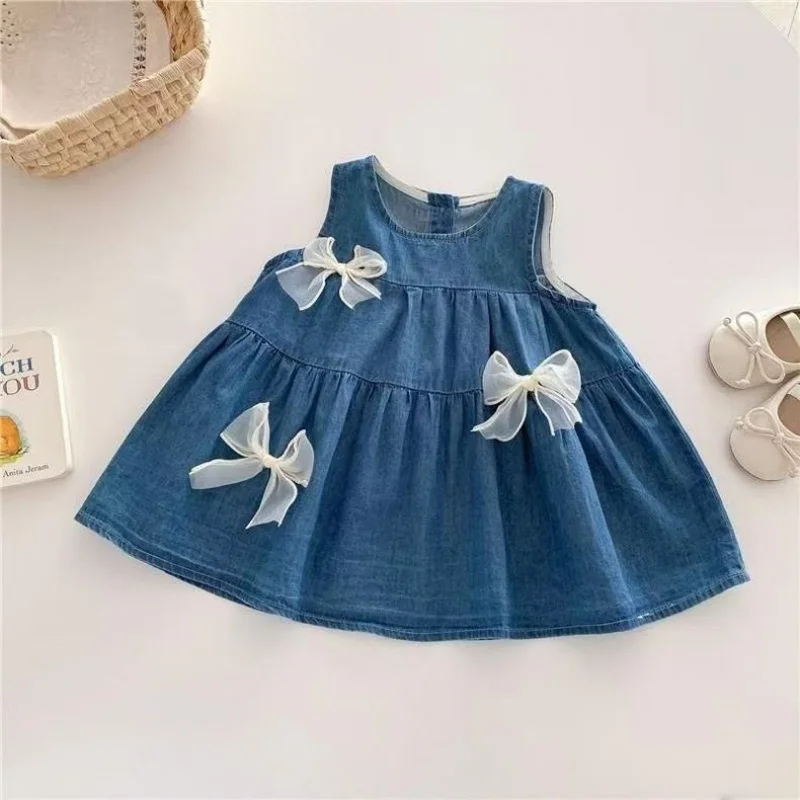 

Girls' Summer Dress 2025 New Style Girls' Princess Dress Girls' Baby One Year Old Dress Cowboy Tank Top Dress