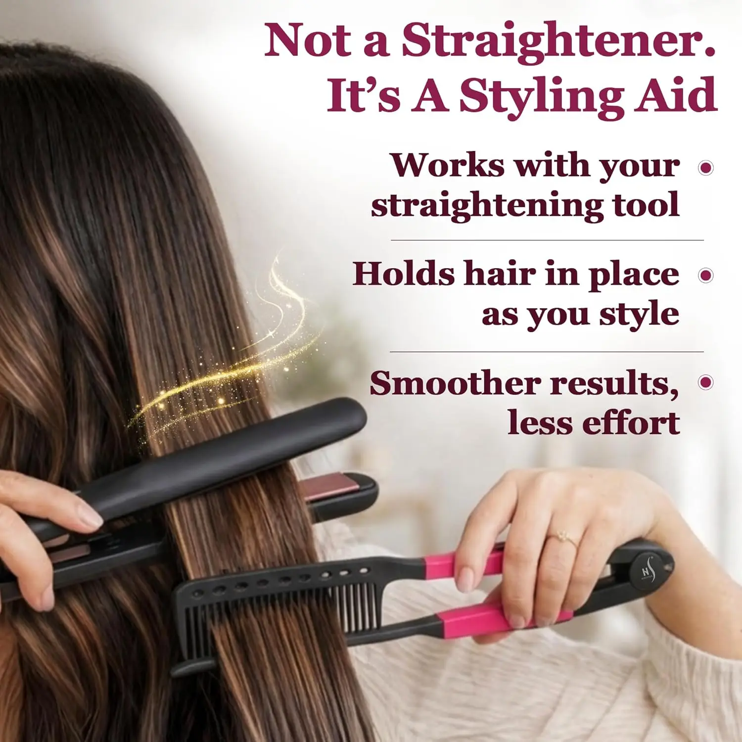 

2-Piece Set Straightening And Dual-Use Hair Comb, 2-In-1 Folding Comb, Hair Salon Tool, Fine-Tooth Comb Straightening Comb - Flat Iron Straightening Comb - Makes Styling Easier - Get Straight Hair In Minutes