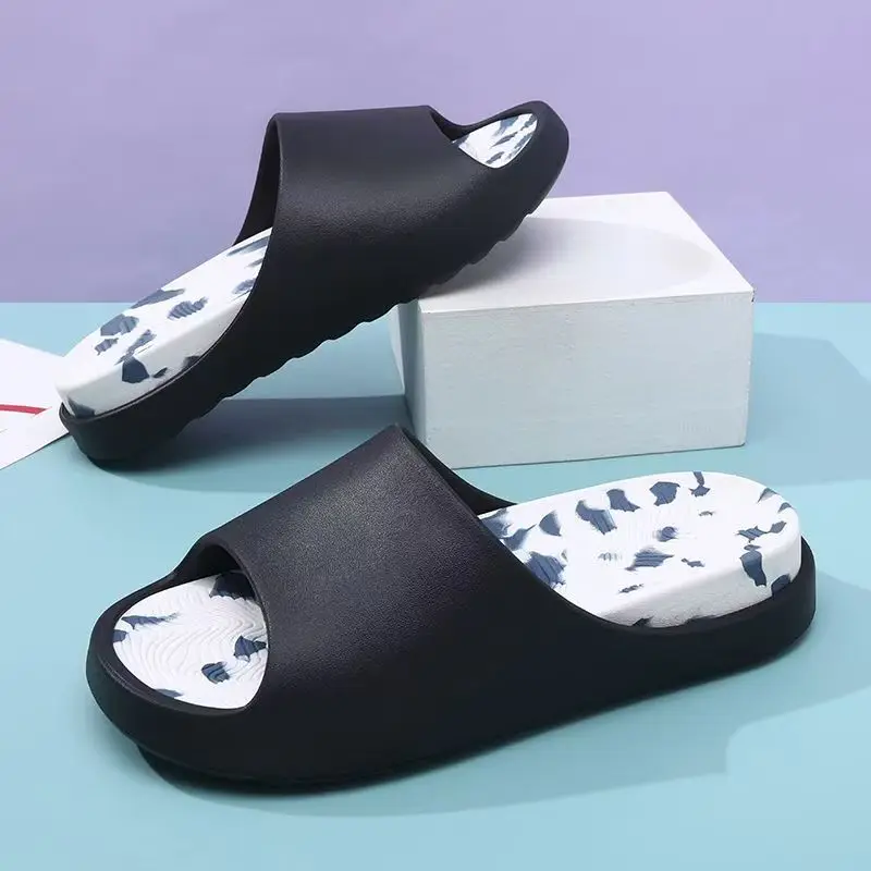 

Men's Summer Open Toe Thick Sole Slippers Unisex Flat Sole Non Slip Lightweight Fashionable Home Slipper Outdoor Beach Slipper