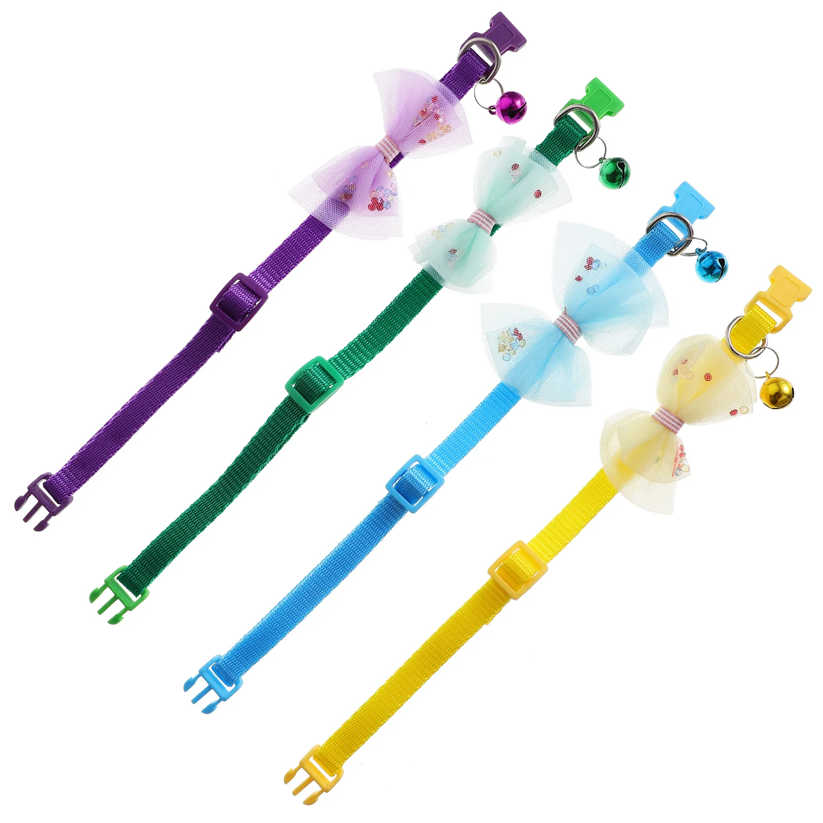 

4Pcs Small Cat Collars Breakaway Adjustable Bow Tie Bell Cute Cat Collar for Daily Holiday Parties Kitten Decor Accessories