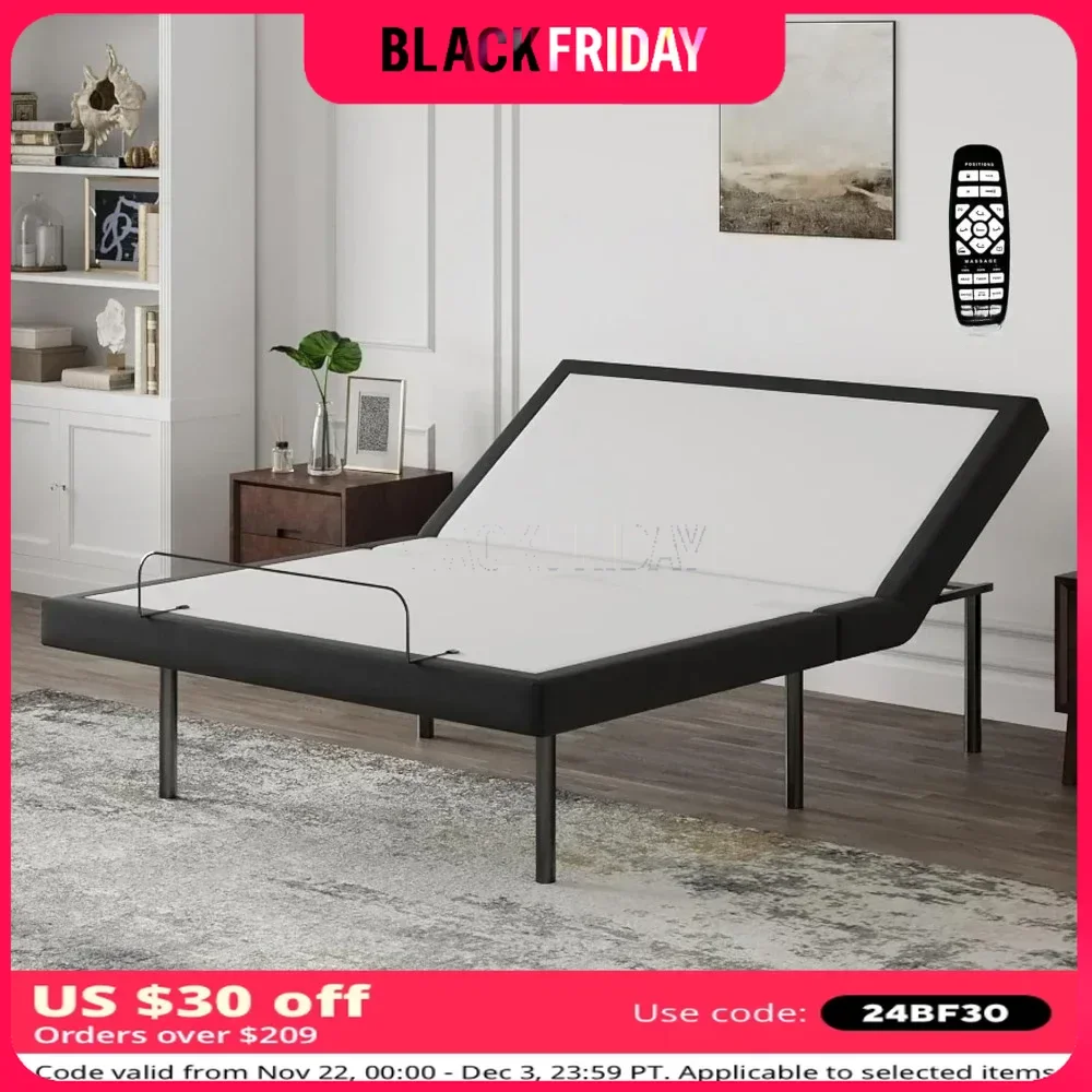 Adjustable Bed Frame Base, with Wireless Remote - Zero Gravity & Massage Settings, USB Ports, Relaxing Adjustable Bed Frame