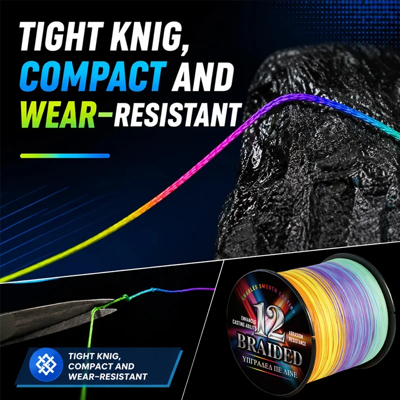 Neue X12 Geflochtene Angelschnur 300M/500M/1000M Multifilament Salzwasser PE-Schnur Karpfenschnur Superstarkes Zubehör – Detail 3