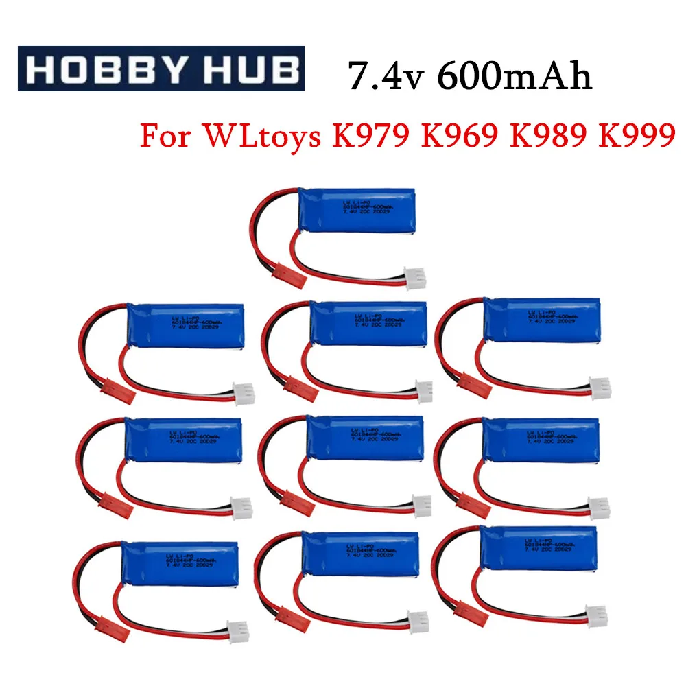 7.4V 600mAh Lipo Battery for WLtoys K969 K979 K989 K999 P929 P939 RC Car Parts 2s 7.4v Battery for WLtoys K969