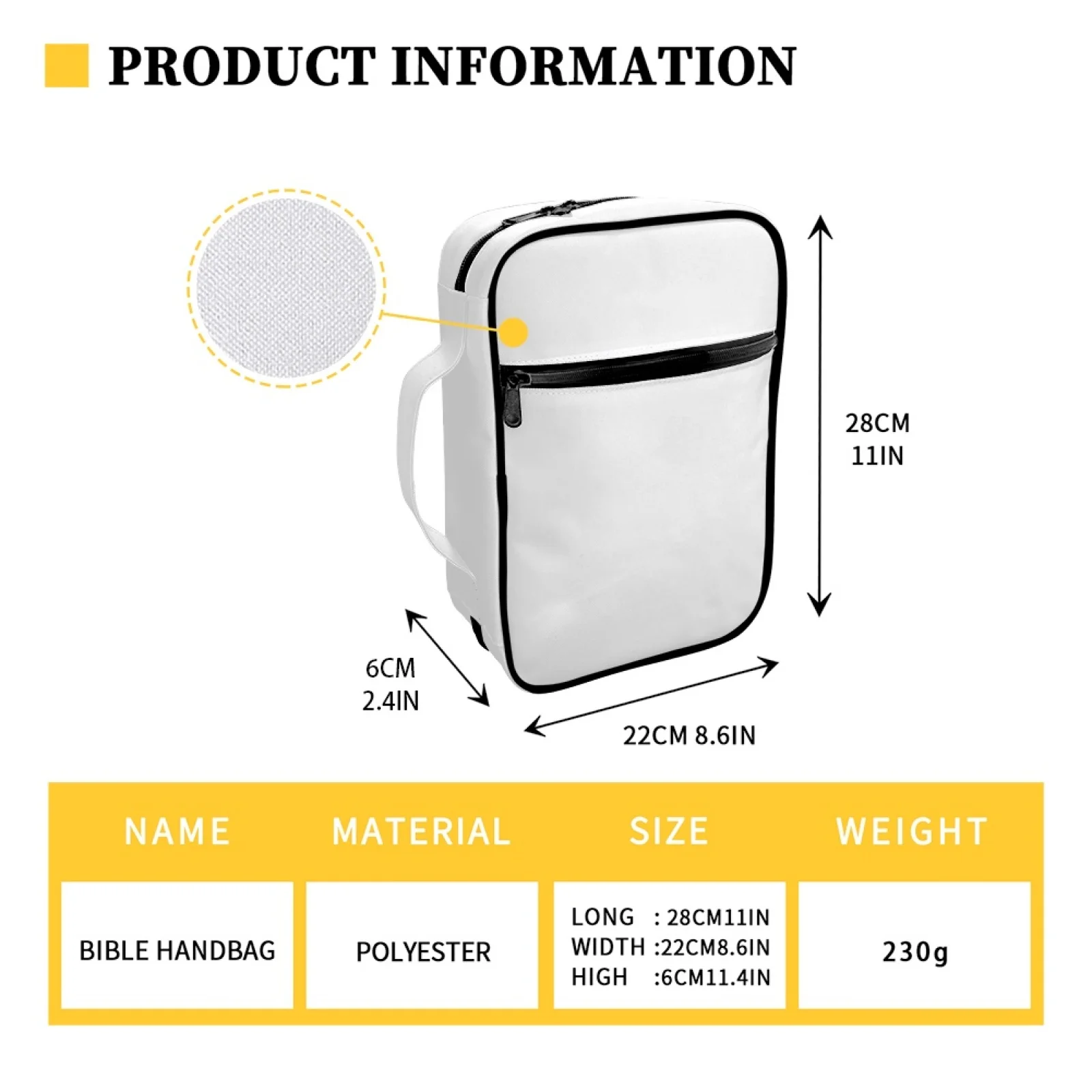 New Light Polyester Bible Bag Crucifix Pattern Rational Spatial Distribution Large Capacity Design Fit Give Mother Holiday Gift