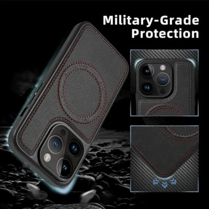 X-Level Predium Leather Magsafe Case for iPhone 15 Pro Max 14 15Pro Business Military-Grade Armor Magnetic Wireless Ring Cover